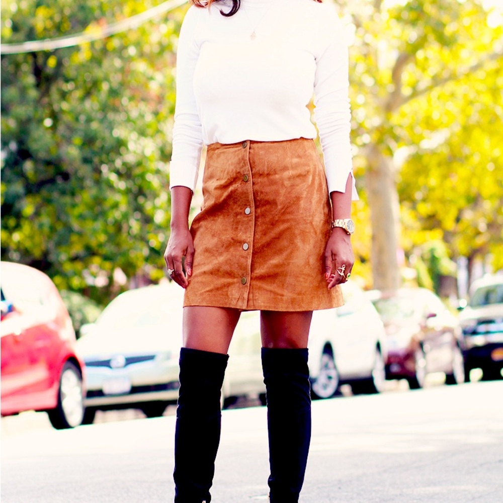 Camel suede Zara skirt